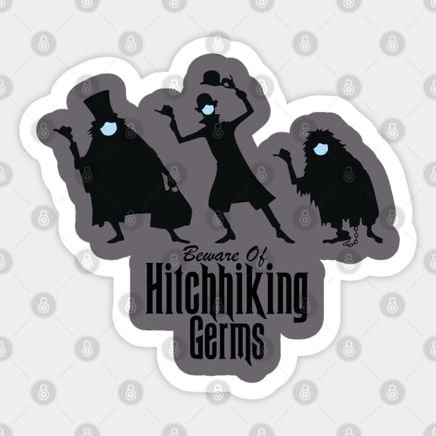 Hitchhiking Germs (Black) Sticker by smithrenders